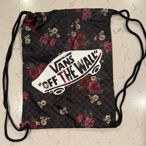 VANS‎ Black & Multi Floral Polyester Cinch Drawstring Backpack
